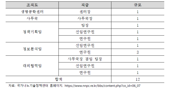 국가나노기술정책센터 인력