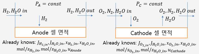 애노드와 캐소드의 유입물 조성 변화