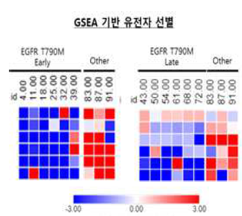 GSEA 기반 선별된 유전자의 heatmap