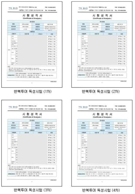 반복투여 독성시험용 비임상시료 생산 요약