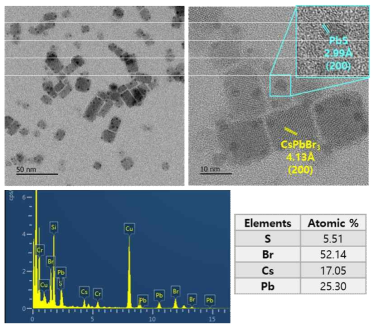 CsPbBr3&PbS 발광소재의 TEM, EDS 결과