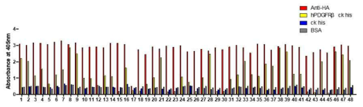 Phage ELISA에서 항체 클론의 hPDGFRβ에 대한 결합력 확인