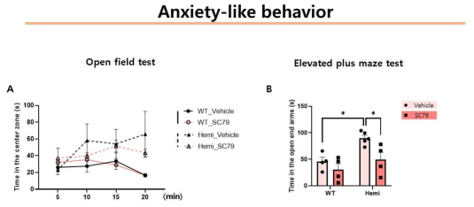 AD 마우스 모델에서의 SC-79 투여에 의한 anxiety 증상 변화