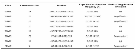 위암에서 트랜스글루타미네이즈 유전자의 복제수 변이