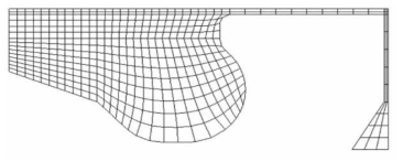 Computational grid at TDC (1/8 sector mesh)