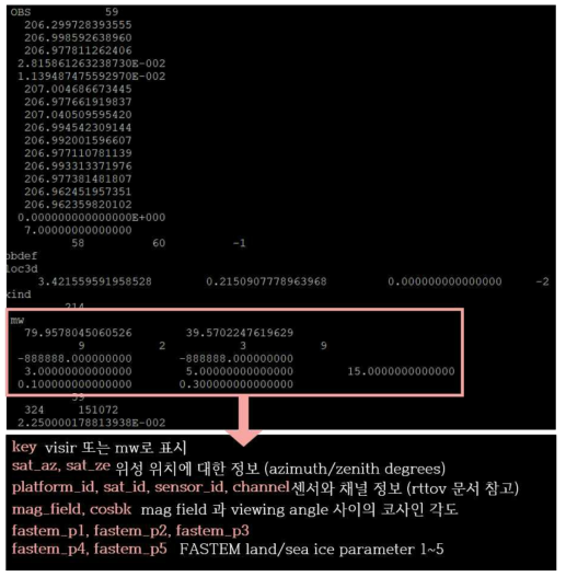 Screenshot of “obs_seq.final” obtained from satellite radiance assimilation using DART