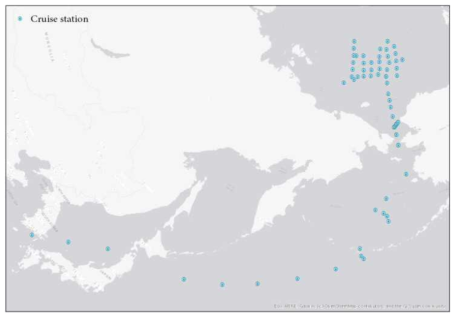 2020년도 아라온호 하계 북극해 항해 중 해수 시료 샘플링 위치