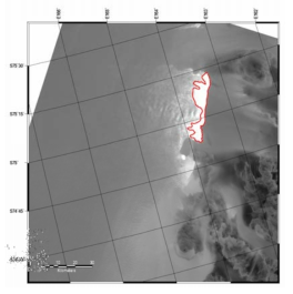 Landsat-8 열적외선 영상(2016년 4월 22일)으로부터 탐지된 테라노바 만 폴리냐
