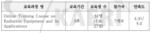 RCA-KAERI 방사선 기기 기술 및 이용 교육과정 과정요약