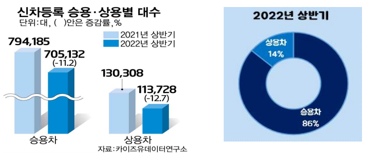 21년 상반기, 22년 상반기 시장 점유율