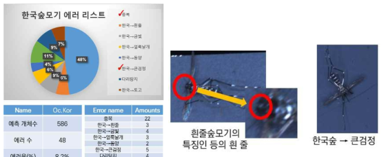 한국숲모기 분석표 및 그림