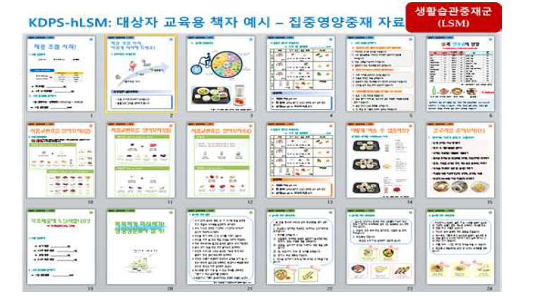 KDPS-hLSM 대상자 교육용 책자 예시 – 집중영양중재 자료