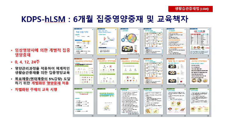 KDPS-hLSM 6개월 집중영양중재 및 교육용 책자 자료