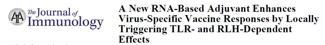 TLR와 RIG-I like helicase를 통한 RNA 면역증강제의 면역반응기작 대한 연구논문 (출처: Ziegler et al, Journal of Immunology, 198, 1595-1605, 2017)
