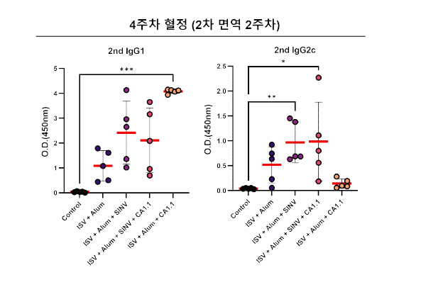Serum IgG 항체가 ELISA (2차 면역 2주 후 혈청)