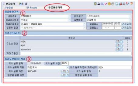 아주대병원 응급의료센터 NEDIS검색창