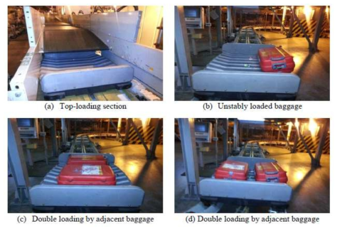 탑로딩시의 수하물의 불안정한 적재상태