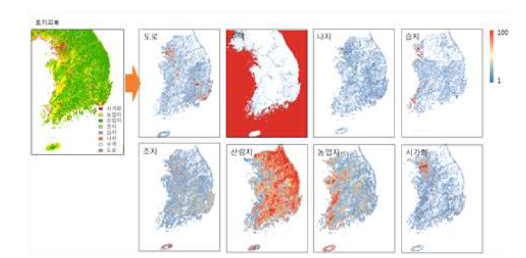 개선된 토지피복의 비율형 지형변수