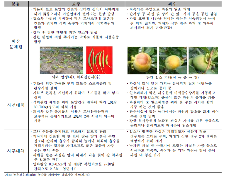 고추 및 과수의 폭염영향 및 사전·사후대책