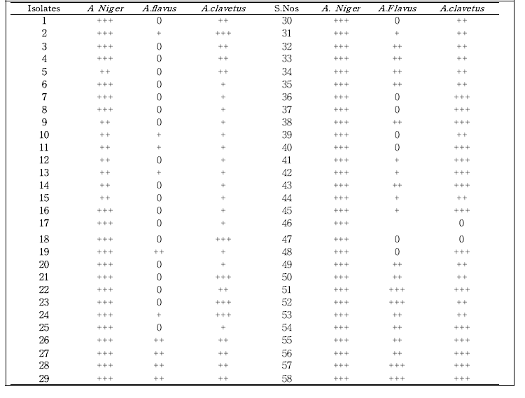 Anti-fungi activities of isolated LAB against different fungi