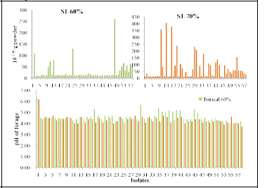 Growth profiles and pH in triticale stage 1 powder at different moistures