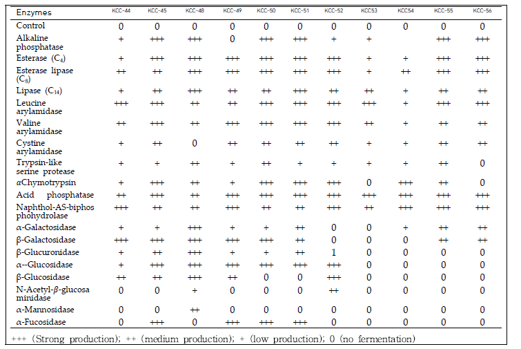 Extracellular enzymes productions from isolates in-vitro