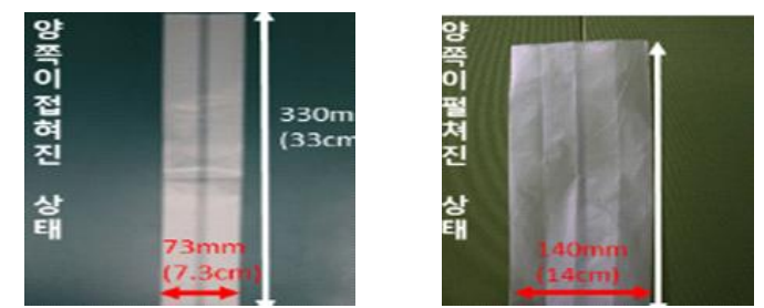 느티만가닥버섯 봉지배지 제조에 선발된 비닐봉지 형태 및 규격