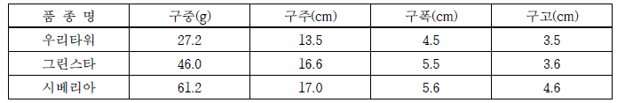 정식 전 구근 특성