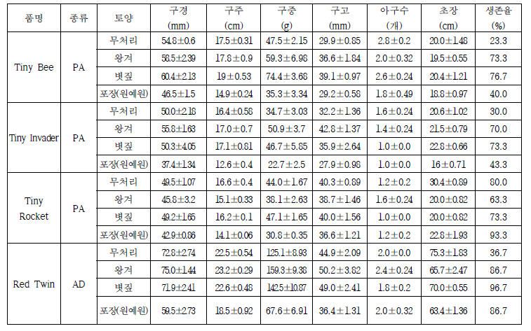 유기물 시용에 따른 새만금 간척지 아시아틱 나리 구근 생육결과