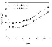 삽목묘와 실생묘 직경 변화