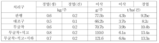 옥수수 경엽, 이삭의 바이오매스 및 수량성