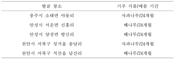 매몰지 발굴 장소와 매몰 기주 및 기간