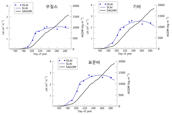 2021년 전남대 벼 질소 처리 수준별 생육 모의