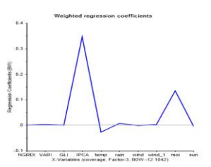 Weighted regression coefficients