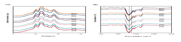 재식밀도 별 (80, 60, 50, and 30 plants/3.3 m 2 ) X-선 회절도 분석