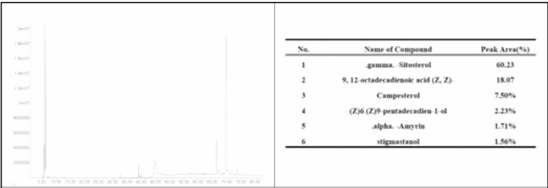 애기수영 Hexane층 Fraction DC의 GC-MS 분석 결과