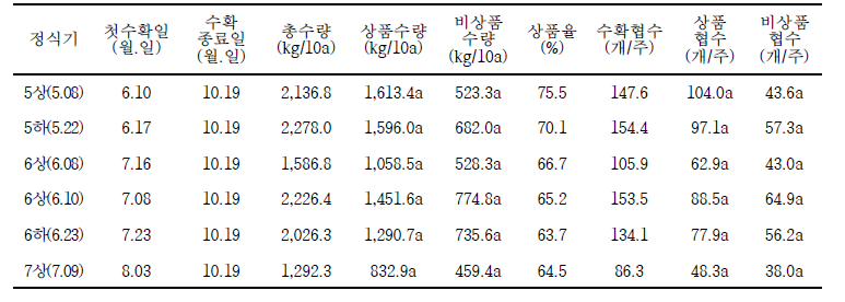 그린빈 정식기별 수량 비교