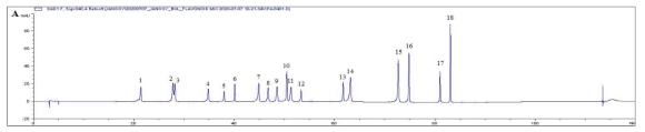 벌개미취 및 산국 관련 표준물질의 크로마토그램