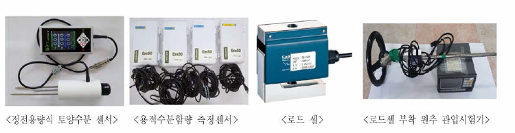 토양수분 센서(WT-1000N，Em50) 및 토양경도 측정용 원추 관입시험기