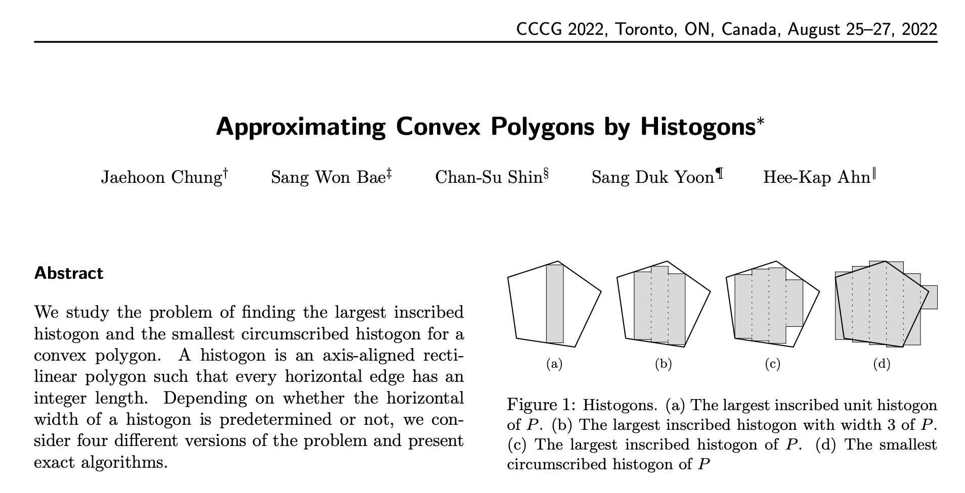 논문 “Approximating Convex Polygons by Histogons”의 초록
