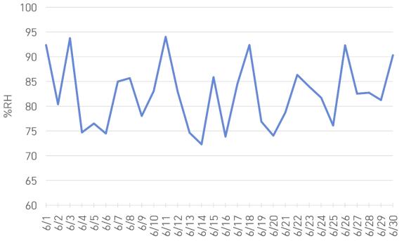 2021년 6월 내부 습도 그래프
