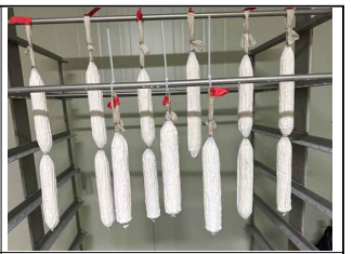 분리 균주를 첨가한 발효 살라미 형태의 육제품 건조 과정
