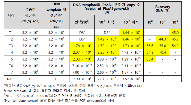 ddPCR을 이용한 C8-2 균주의 토양 중 밀도 분석 결과