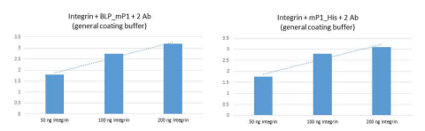 mP1/BLP와 mP1의 integrin binding에 대한 ELISA 분석