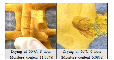 Comparison of dried applemango puree with different temperature