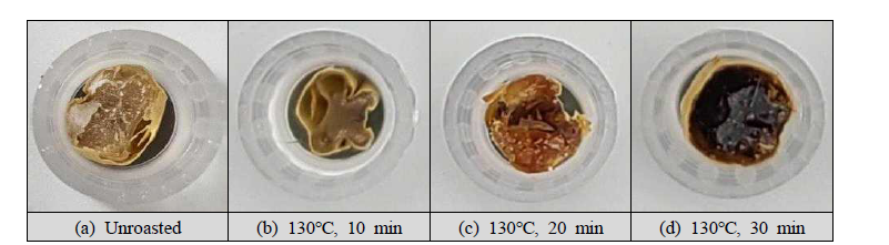 Internal changes of colored malt by roasting time