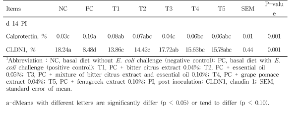 Effect of phytogenic feed additives on expression of tight junction proteins in weaned pigs challenged with Escherichia coli