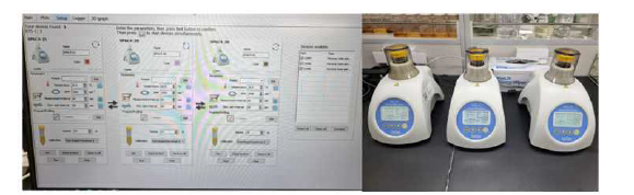 SP6C4의 배양온도별 growth profile을 위한 Bioreactor 시스템.