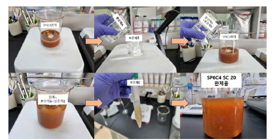 SP6C4 SC 20(20% 액상수화제) 제형 제작과정.
