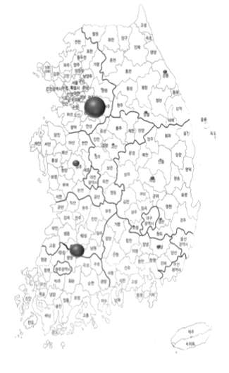 한식간장 생산량 분포